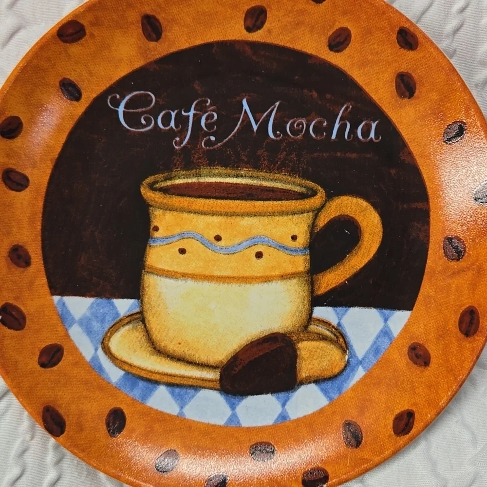 Set of Four Coffee-Themed Decorative Saucers